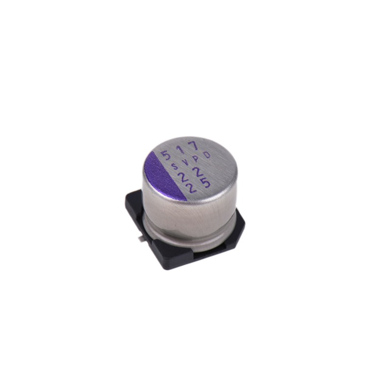 10 pcs - 25SVPD22M Panasonic 22μF Surface Mount Polymer Capacitor, 25V dc