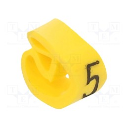 10 pcg : PA-20004AV40.5 - Markers, Marking: 5, 4÷10mm, PVC, yellow, -30÷60°C, leaded, PA-2