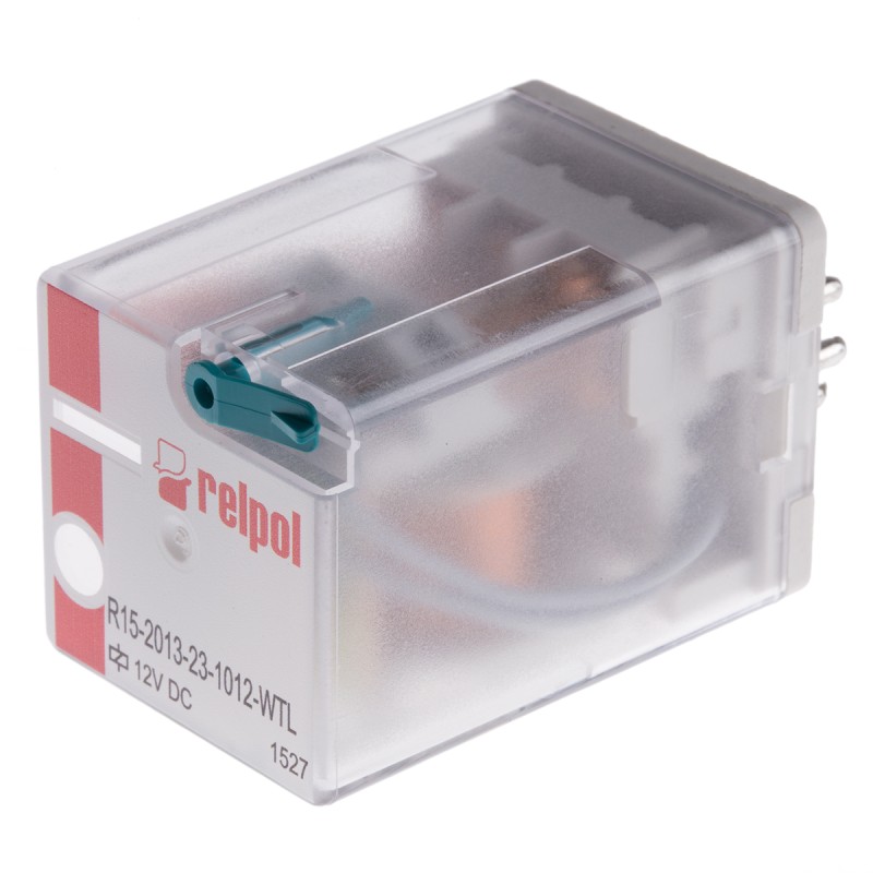1 pcs - Relpol Plug In Power Relay, 12V dc Coil, 10A Switching Current, 3PDT
