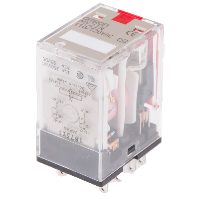 1 pcs - Omron Plug In Power Relay, 120V ac Coil, 10A Switching Current, DPDT