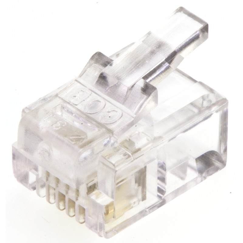 20 pcs - MHRJ116P4CR MH Connectors MHRJ Series Male RJ14 Connector, Cable Mount