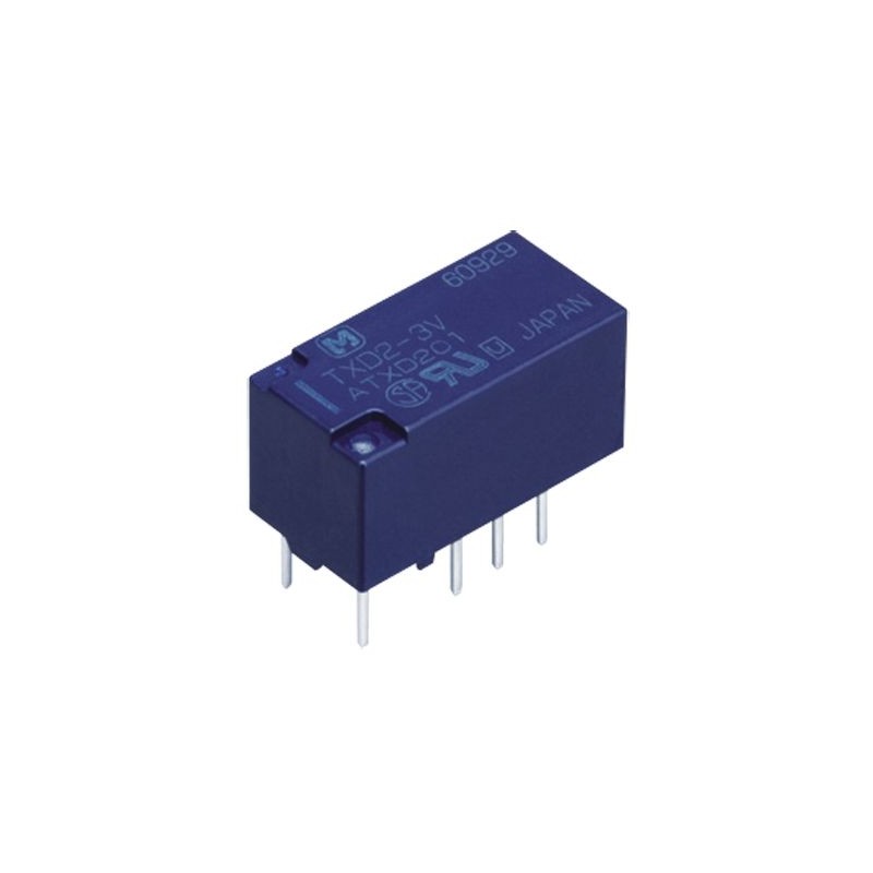 1 pcs - Panasonic PCB Mount Non-Latching Relay, 5V dc Coil, 40mA Switching Current, DPDT