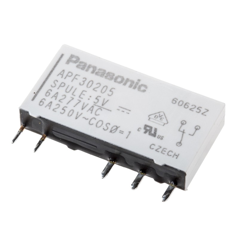 1 pcs - Panasonic SPDT Non-Latching Relay PCB Mount, 5V dc Coil, 6 A