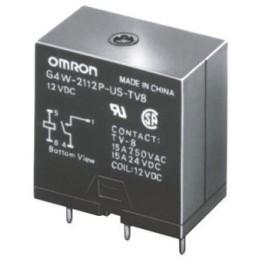 1 pcs - Omron PCB Mount Power Relay, 24V dc Coil, 15A Switching Current, DPST