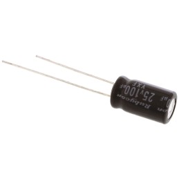 20 pcs - 25YXF100M6.3X11 Rubycon 100μF Aluminium Electrolytic Capacitor 25V dc, Radial, Through Hole - 25YXF100M6.3X11