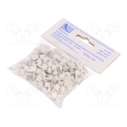 10 pcg : H.7010A -100 -AS - Holder, white, for flat cable,YDYp 2x1, 100pcs, with a nail