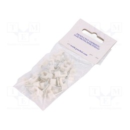 10 pcg : H.7010A -25 -AS - Holder, white, for flat cable,YDYp 2x1, 25pcs, with a nail