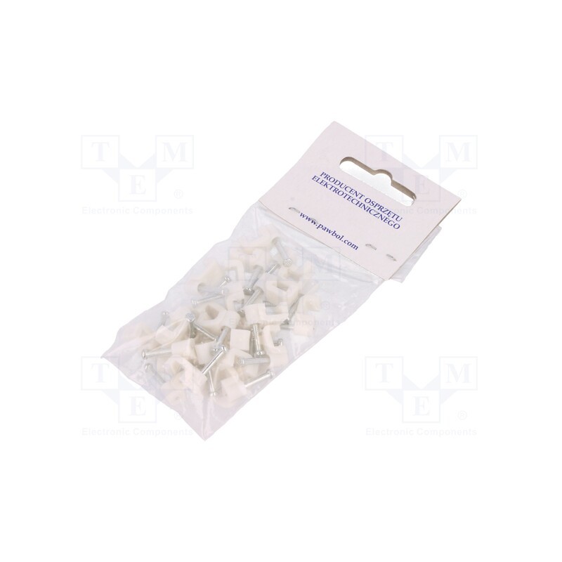 10 pcg : H.7010A -25 -AS - Holder, white, for flat cable,YDYp 2x1, 25pcs, with a nail