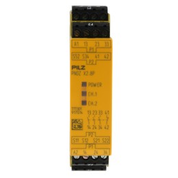 1 pcs - Pilz Dual-Channel Emergency Stop, Light Beam/Curtain, Safety Switch/Interlock Safety Relay, 24V ac/dc, 3 Safety Contacts