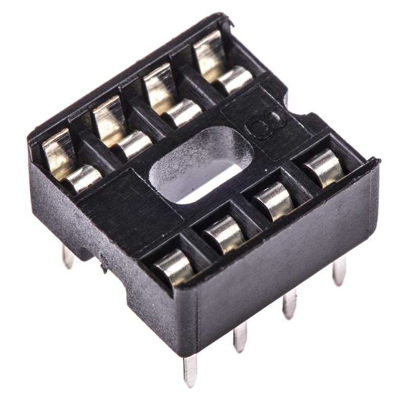 50 pcs - A 08-LC-TT ASSMANN WSW 2.54mm Pitch Vertical 8 Way, Through Hole Stamped Pin Open Frame IC Dip Socket, 1A
