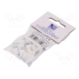 10 pcg : H.7013A -25 -AS - Holder, white, for flat cable,YDYp 2x2,5, 25pcs, with a nail