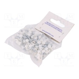 10 pcg : H.7015A -100 -AS - Holder, white, for flat cable,OMYp 2x0,5, 100pcs, with a nail