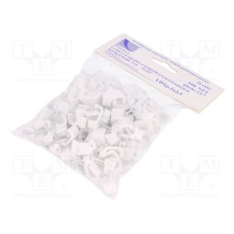 10 pcg : H.7018A -100 -AS - Holder, white, for flat cable,YDYp 3x2,5, 100pcs, with a nail