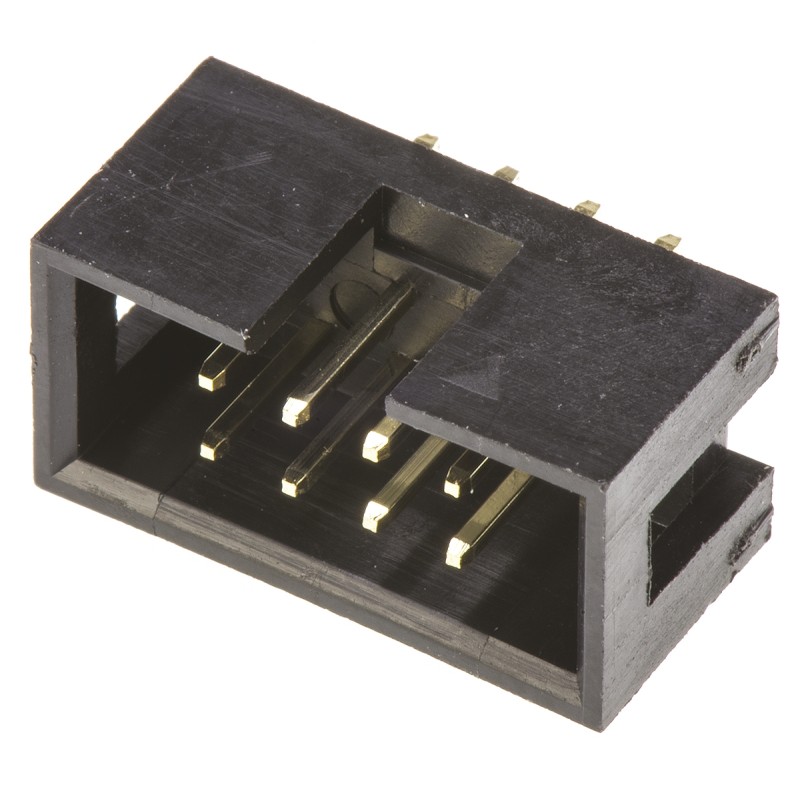 10 pcs - T821108A1S100CEU Amphenol T821 Series Straight Through Hole PCB Header, 8 Contact(s), 2.54mm Pitch, 2 Row(s), Shrouded