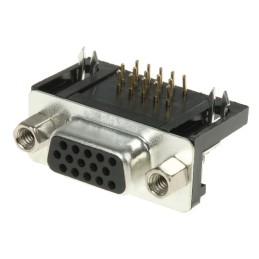 10 pcs - A-HDF 15 A-KG/T ASSMANN WSW A-HDF 15 Way Right Angle Through Hole D-sub Connector Socket, 1.98mm Pitch