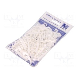 10 pcg : H.7303 - Holder, white, on round cable, 100pcs, USMO 10, 10mm