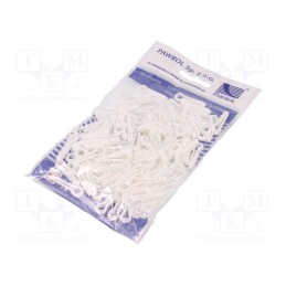 10 pcg : H.7309 - Holder, white, on round cable, 100pcs, USMO 6, 6mm