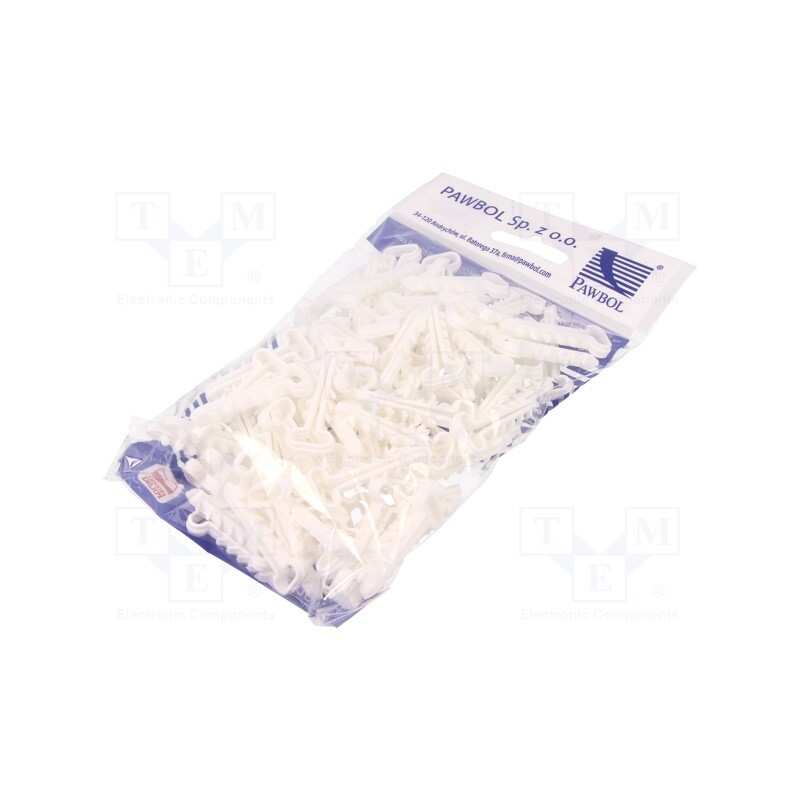10 pcg : H.7311 - Holder, white, for flat cable,YDYp 2x2,5, 100pcs, USMP 2, 6÷7mm