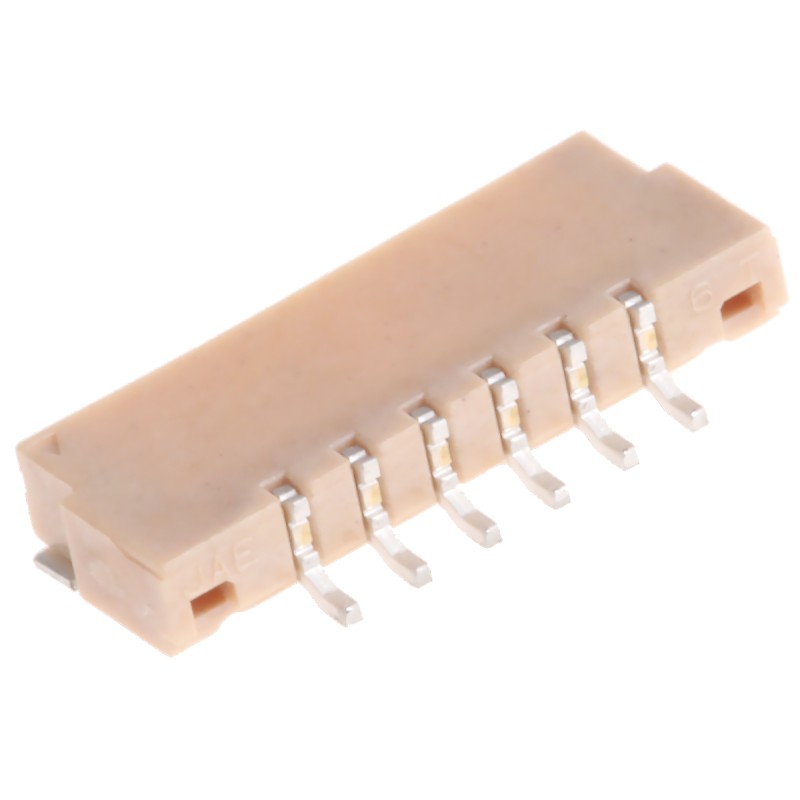 10 pcs - FI-S6P-HFE JAE, FI 1.25mm Pitch 6 Way 1 Row Right Angle Surface Mount LVDS Connector, Receptacle, Solder Termination