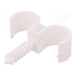 50 pcs : H.7325 -AS - Holder, ØBundle : 22mm, white, Ømount.hole: 8mm, RING 22/2