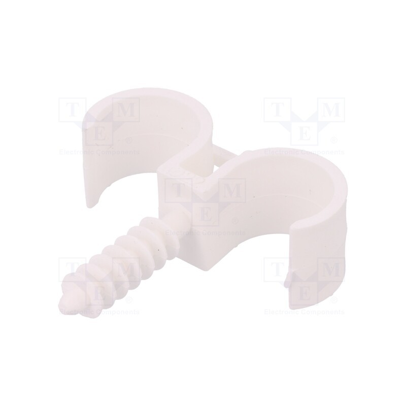50 pcs : H.7325 -AS - Holder, ØBundle : 22mm, white, Ømount.hole: 8mm, RING 22/2