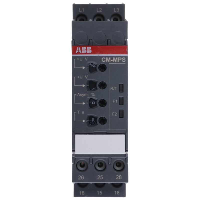 1 pcs - ABB Phase, Voltage Monitoring Relay, 3 Phase, DPDT, 300 - 500V ac, DIN Rail