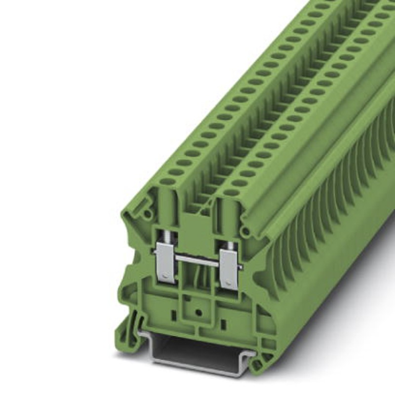 10 pcs - 3045156 Phoenix Contact UT 4 GN Series Green Feed Through Terminal Block, 4mm², Single-Level, Screw Termination