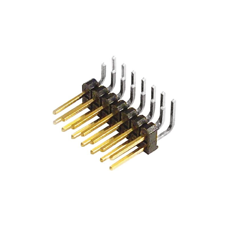 10 pcs - TSW-107-08-L-D-RA Samtec TSW Series Right Angle Through Hole Pin Header, 14 Contact(s), 2.54mm Pitch, 2 Row(s), Unshrou