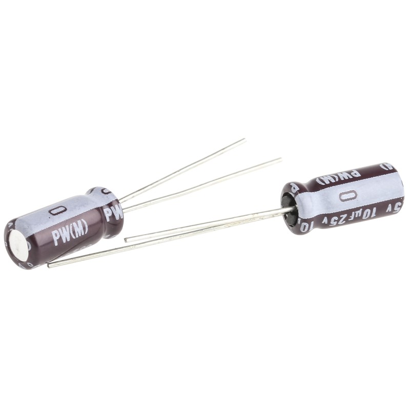 50 pcs - UPW1E100MDD Nichicon 10μF Aluminium Electrolytic Capacitor 25V dc, Radial, Through Hole - UPW1E100MDD