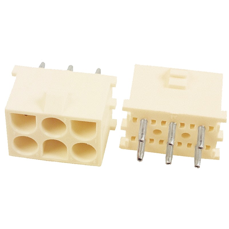 10 pcs - 350585-1 TE Connectivity Universal MATE-N-LOK Series Straight Through Hole PCB Header, 6 Contact(s), 6.35mm Pitch, 3 Ro