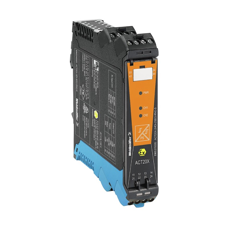 1 pcs - Weidmuller ACT20X Series Signal Conditioner, NAMUR Sensor, Switch Input, Relay Output, 19.2 - 31.2V Supply, IECEx