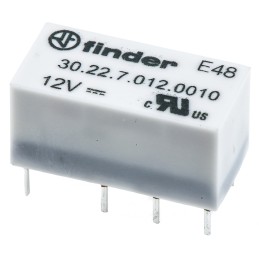 1 pcs - Finder PCB Mount Signal Relay, 12V dc Coil, 2A Switching Current, DPDT