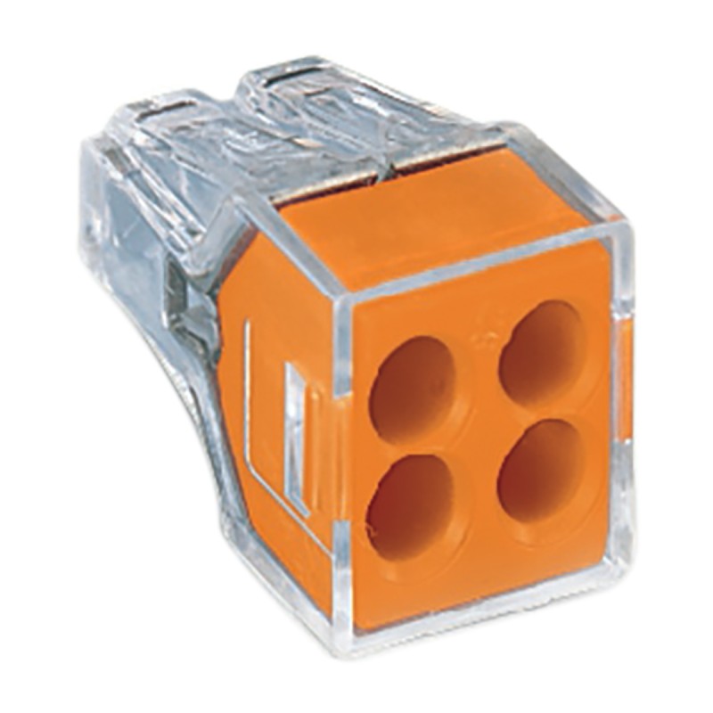 50 pcs - 773-104 Wago 773 PUSH WIRE Series Junction Box Connector, 4-Way, 24A, 18 - 12 AWG, 16 - 12 AWG Wire, Push In