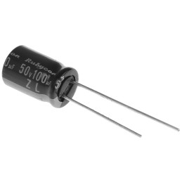 50 pcs - 50ZL100MEFC8X11.5 Rubycon 100μF Aluminium Electrolytic Capacitor 50V dc, Radial, Through Hole - 50ZL100MEFC8X11.5