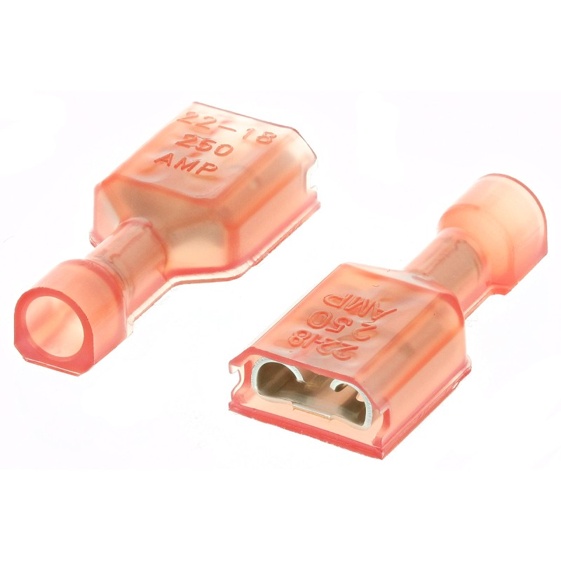 20 pcs - 2-520184-4 TE Connectivity Ultra-Fast .250 Red Insulated Female Spade Connector, Receptacle, 6.35 x 0.81mm Tab Size, 0.