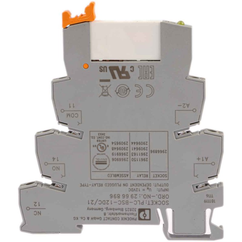 1 pcs - Phoenix Contact PLC-RSC- 12DC/21 Series Interface Relay, DIN Rail Mount, 12V dc Coil, SPDT, 1-Pole