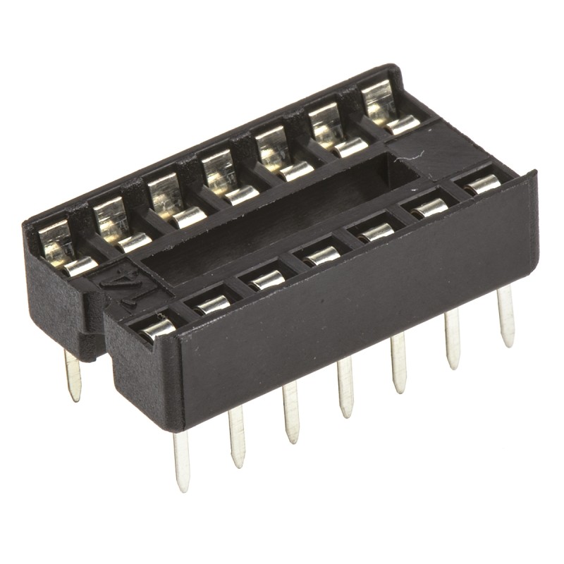 50 pcs - A 14-LC-TT ASSMANN WSW 2.54mm Pitch Vertical 14 Way, Through Hole Stamped Pin Open Frame IC Dip Socket, 1A