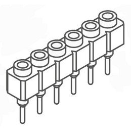 10 pcs - SS-106-T-2-N Samtec SS Series Straight Through Hole Mount PCB Socket, 6-Contact, 1-Row, 2.54mm Pitch, Solder Terminatio