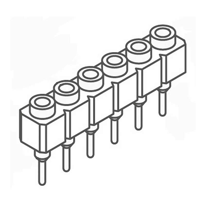10 pcs - SS-106-T-2-N Samtec SS Series Straight Through Hole Mount PCB Socket, 6-Contact, 1-Row, 2.54mm Pitch, Solder Terminatio