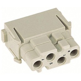 1 pcs - HARTING Heavy Duty Power Connector Insert, 1.5A, Female, Han-Modular Series, 4 Contacts