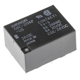 1 pcs - Omron PCB Mount Power Relay, 24V dc Coil, 8A Switching Current, DPST
