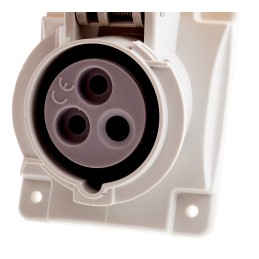 1 pcs - Scame IP66, IP67 Yellow Panel Mount 2P + E Heavy Duty Power Connector Socket, Rated At 16A, 110 V