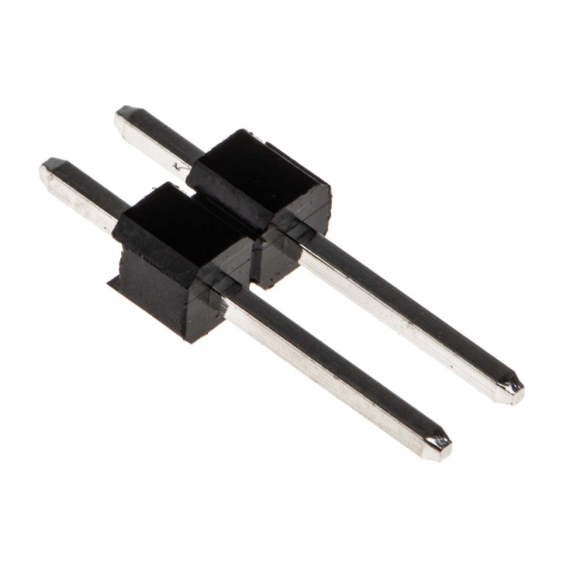 100 pcs - RS PRO Straight Through Hole Pin Header, 2 Contact(s), 2.54mm Pitch, 1 Row(s), Unshrouded