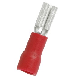 100 pcs - RS PRO Red Insulated Female Spade Connector, Receptacle, 0.5 x 2.8mm Tab Size, 0.5mm² to 1.5mm²