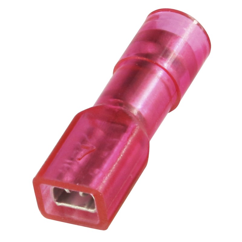 100 pcs - RS PRO Red Insulated Female Spade Connector, Receptacle, 0.5 x 2.8mm Tab Size, 0.5mm² to 1.5mm²