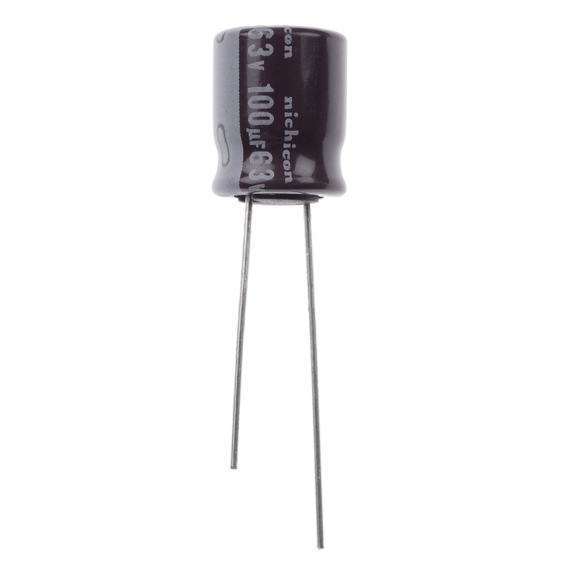 20 pcs - UPS1J101MPD Nichicon 100μF Aluminium Electrolytic Capacitor 63V dc, Radial, Through Hole - UPS1J101MPD