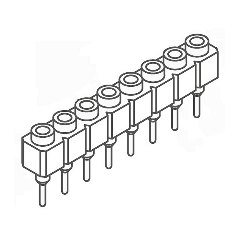 10 pcs - SS-108-T-2-N Samtec SS Series Straight Through Hole Mount PCB Socket, 8-Contact, 1-Row, 2.54mm Pitch, Solder Terminatio