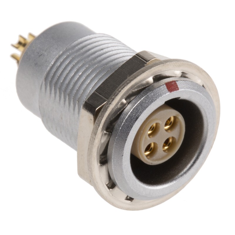 1 pcs - Lemo Circular Connector, 4 Contacts, Panel Mount, Socket, Female, IP50, 0B Series