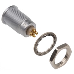 1 pcs - Lemo Circular Connector, 4 Contacts, Panel Mount, Socket, Female, IP50, 0B Series