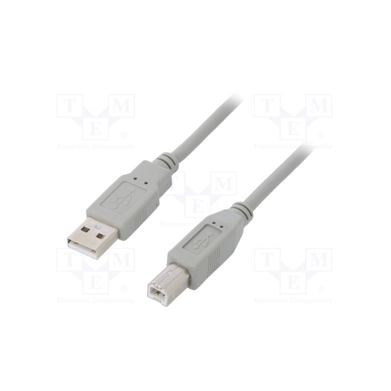 10 pcs : 50395 - Cable, USB 2.0, USB A plug,USB B plug, 1m, grey